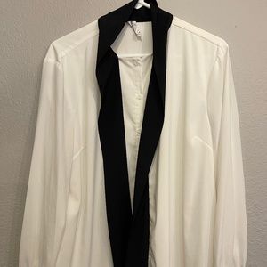 White & Black Button Up Blouse XL